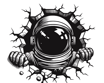 astronut-on-broken-wall
